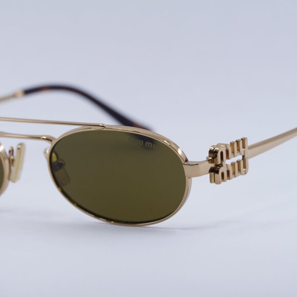 🕶️ New Miu Miu MU54ZS 7OE09Z Sunglasses - Brass Gold Frame, Dark Brown Lenses - Picture 5 of 12
